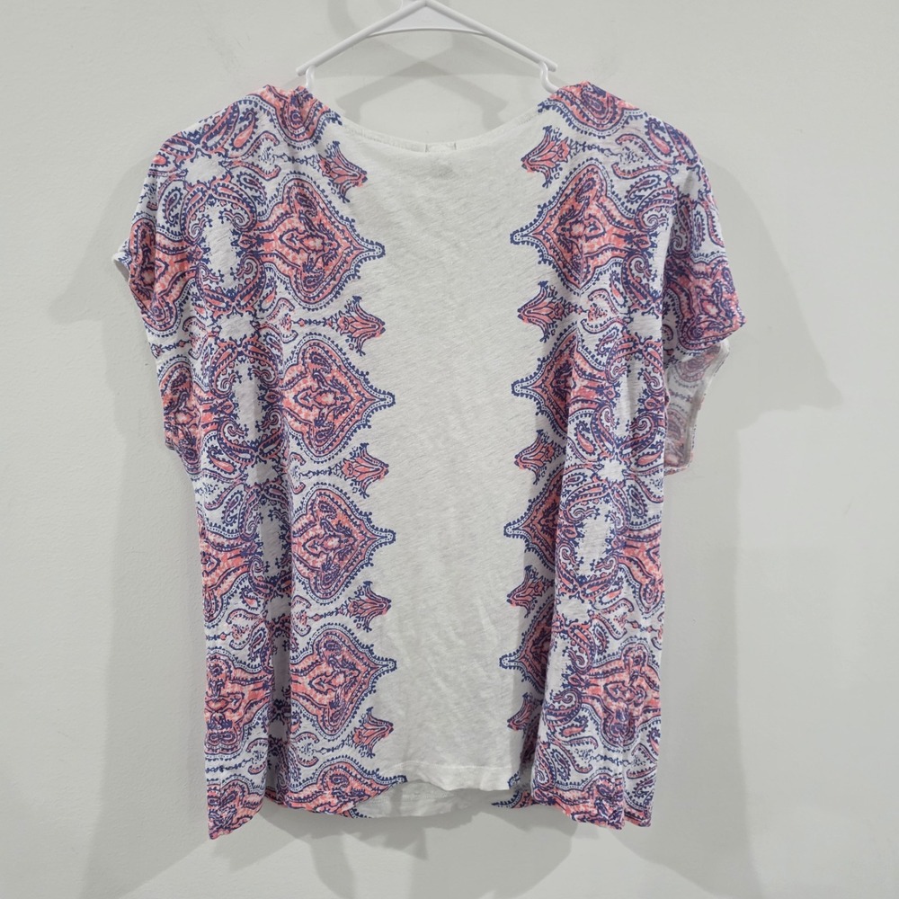 J Crew Womens Linen Top Size Medium Floral Coastal Beach Summer - Picture 4 of 6
